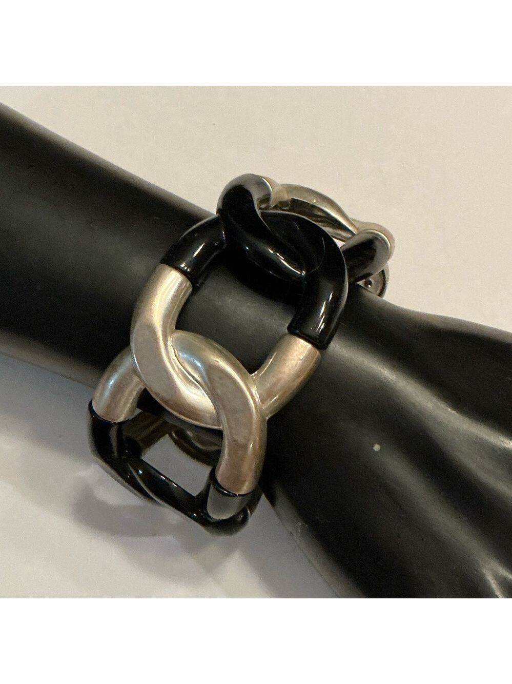 Vintage Black and Silver Link Bracelet
